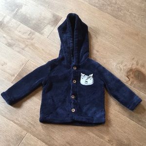 Navy hoodie with buttons and animal Carter’s